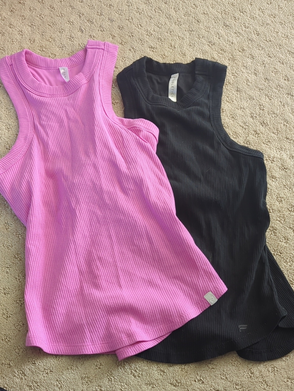 Fabletics Ribbed Tank Tops in Pink and Black